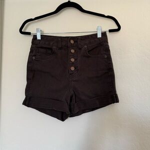 O’Neill Women’s High Waisted Button Fly Cuffed Shorts Dark Grey 27 Summer Beach